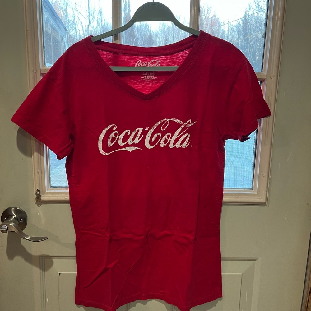 Vintage Coca Cola Women's Red V-Neck Tee
